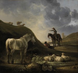 Duinlandschap Met Een Schimmel En Een Ruiter — Aelbert Jacobszoon Cuyp
