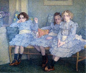 Three Children In Blue — Theo Van Rysselberghe
