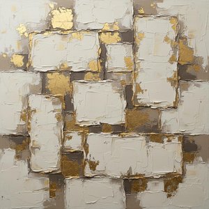 Fragmented Monolith In Gilded Earth And Sculptural Cream Impasto — David Moreau, Contemporary Abstract