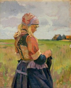 Young Girl In A Landscape — Willem Maris