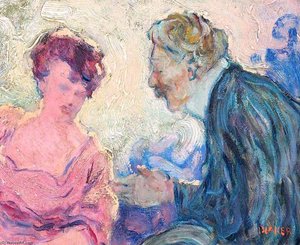 Man Greeting A Woman — Hugh Oswald Blaker