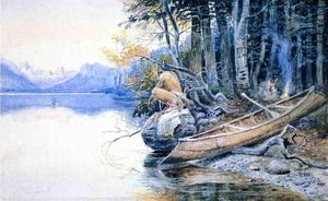 A Campsite By The Lake — Charles Marion Russell