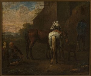 Horses In Front Of A Tavern — Pieter Van Bloemen