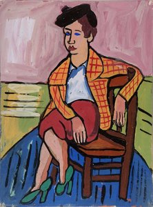 Seated Woman In Plaid Jacket — William H. Johnson