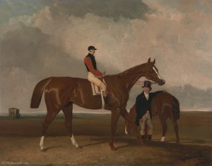 'elis' At Doncaster, Ridden By John Day, With His Van In The Background — Abraham Cooper