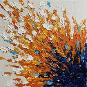Himmlische Fraktur: Eine Monumentale Explosion Aus Mitternachtsblau Und Strahlendem Ocker-impasto — Christian Noiret, Zeitgenössische Abstraktion