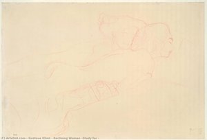 Reclining Woman (study For — Gustav Klimt, Art Nouveau