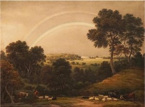 Landscape with Rainbow and Cattle