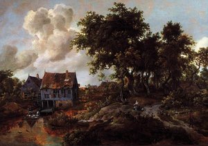A Watermill Beside A Woody Lane — Meindert Hobbema