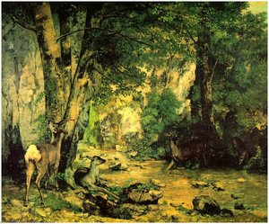 Ein Dickicht Von Hirschen Am Fluss Der Freude — Gustave Courbet