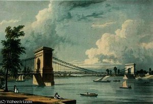 Suspension Bridge, Hammersmith — William Westall