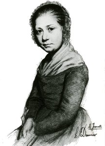 Portrait D'une Jeune Fille A Jeannette, Crayon Et Estompe Portrait Of A Girl A Sleeve-board, Pencil And Stump — Honoré Daumier