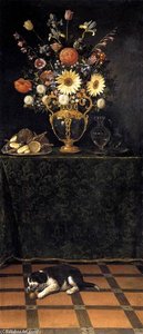 Still Life With A Puppy — Juan Van Der Hamen Y León, Baroque