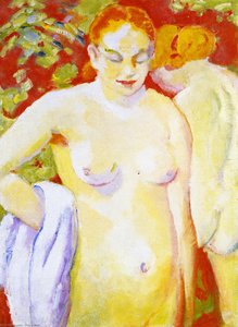 Nudes On Vermilion (sketch) — Franz Marc, German Expressionism