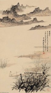 Fishing On The Spring Stream — Zhang Daqian