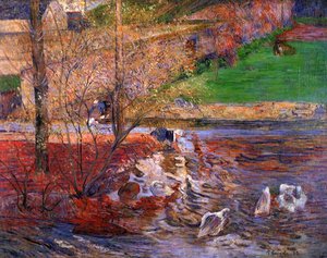 Landschaft Mit Enten (auch Bekannt Als Entenspiele) — Eugène Henri Paul Gauguin