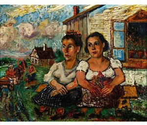 Two Women Seated — David Davidovich Burliuk