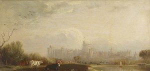 View Of Windsor Castle From The River, With Cattle — Edmund Bristow