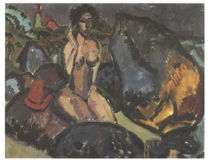 Bathing Woman Between Rocks — Ernst Ludwig Kirchner