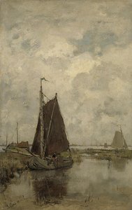 Gray Day With Ships — Jacob Henricus Maris