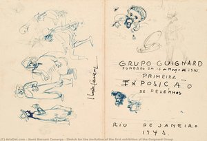 Sketch For The Invitation Of The First Exhibition Of The Guignard Group — Iberê Bassani Camargo