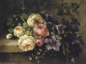 A Mixed Bouquet On A Ledge