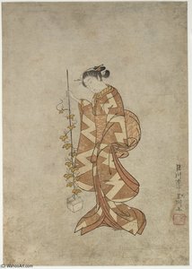 Modern Representation Of The Poetess Kaga No Chiyo — Suzuki Harunobu