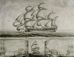 View Of The Southwell Frigate Trading On The Coast Of Africa, C.1760 (pen ^ Ink And Wash) — Nicholas Pocock