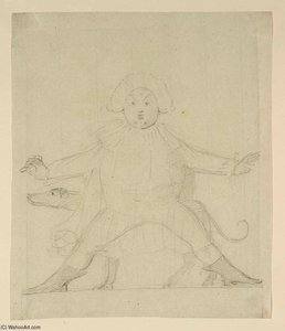 A Clown, Standing Feet Wide Apart In Front Of A Greyhound — Sir Nathaniel Dance Holland