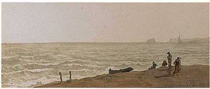 Figures On The Shore At Dawlish, Devon — John White Abbott