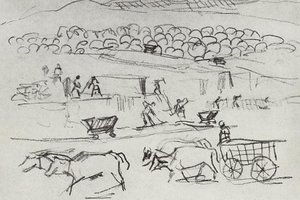 Construction Of The People's House — Martiros Sarian