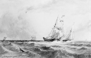 Coastal Barges Running Down The Channel — Edward Duncan