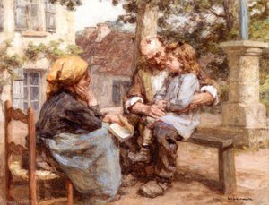 The First Lesson — Léon Augustin L'hermitte