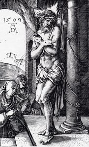 El Hombre De Dolores Junto A La Columna (pasión Grabada) — Albrecht Dürer, Renacimiento Nórdico