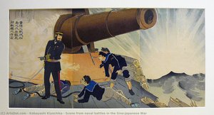 Scene From Naval Battles In The Sino-japanese War — Kobayashi Kiyochika, Ukiyo-e