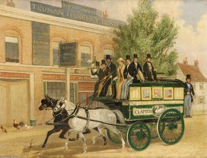 An Omnibus Passing The 'three Compasses Inn', Clapton, London — James Pollard