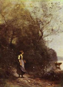 Peasant Woman With A Cow — Jean-baptiste-camille Corot, Realism