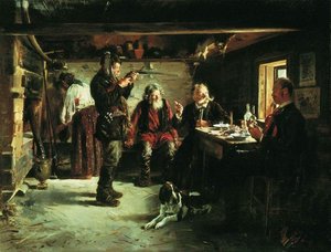 In The Hut Of Forester — Vladimir Yegorovich Makovsky, Realism