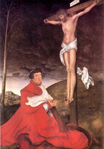 Alberto, Cardenal Elector De Maguncia, Al Pie De La Cruz — Lucas Cranach El Viejo