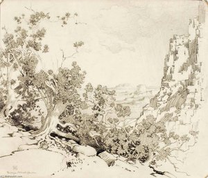 Untitled (transfer Drawing For The Edge Of The Desert, Arizona) — George Elbert Burr