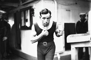 Chilean boxer Hector Villarroel or Victor Reyes posing on GENERAL BAQUEDANO