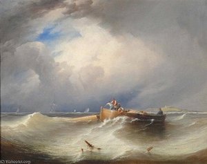 A Fishing Boat With Collapsed Mast In A Heavy Swell Off Shore — John Callow