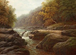 A River Scene With Anglers — William Mellor