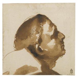 Head Of A Man In Profile, Looking Up — Guercino