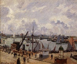 The Inner Harbor, Le Havre - Morning Sun, Rising Tide — Camille Pissarro, Impressionism