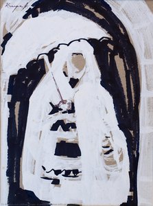 A peasant woman with an umbrella