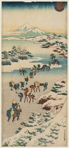 Cruzando El Hielo En El Lago Suwa En La Provincia De Shinano — Katsushika Hokusai