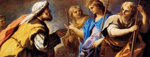 Abraham Worshipping Three Angels — Luca Giordano