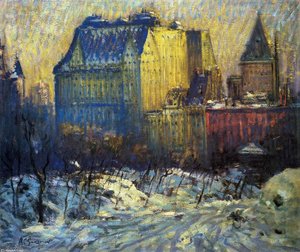 A View of the Plaza from Central Park in Winter