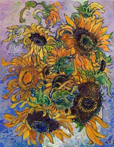 Sunflowers in White Vase